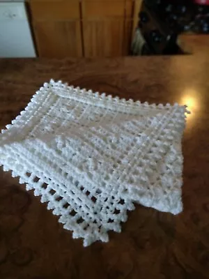 Handmade NEW Crochet Baby Blanket Afghan White Sweet Dreams Baptism • $37.99