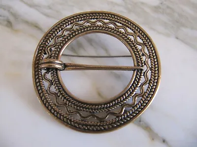 Vintage Kalevala Koru Finland Bronze Pennanular Pin Brooch Signed • $65