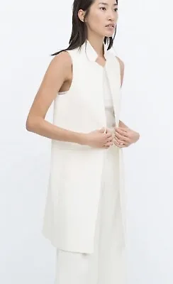 Zara White Sleeveless Waistcoat Vest 2603/295/251 Small • $32.29