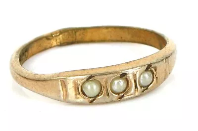 Vintage Beautiful Yellow Gold Filled Dainty Seed Pearl Baby Ring Sz 2 Victorian • $35