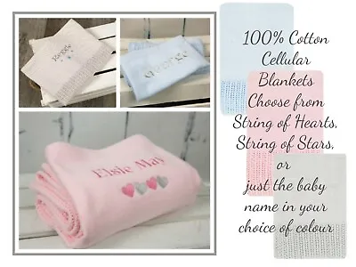 £12 • Buy Personalised Baby Cellular Blanket 110 Cms X70 Cms 100% Cotton Ideal Baby Gift