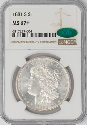 1881-S Morgan Silver Dollar $ MS67+ NGC ~ CAC 947484-5 • $1975