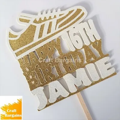 Adidas Trainer Birthday Cake Topper Choose Your Colour Glitter Name And Age  • £5.50