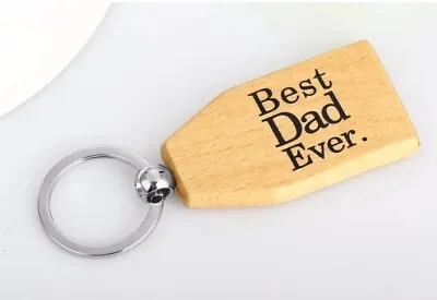 Best Dad Ever Wood Wooden Keyring Keychain Keyfob UK Stock Seller • £3.49