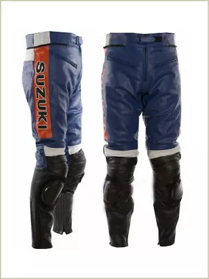 SUZUKI GSXR Racing Motorbike Leather Trosuer Mens Biker Motorcycle Leather Pants • $169.99