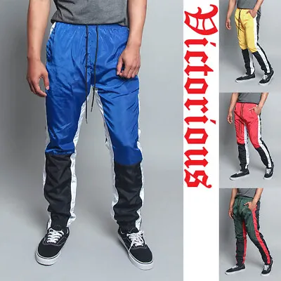 Men's Color Blocked Drawstring Sports Workout Windbreaker Track Pants  TR543-V7D • $19.99