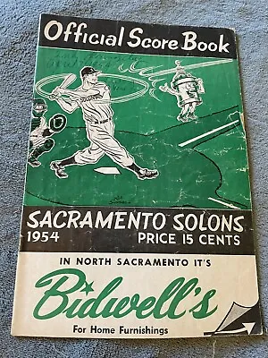 1954 Sacramento Solons Program Scorebook Pacific Coast League Baseball PCL Minor • $28.50