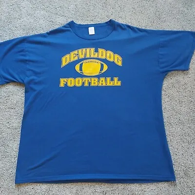 Vintage Devil Dogs Football T Shirt XL Blue Russell Nublend • $16