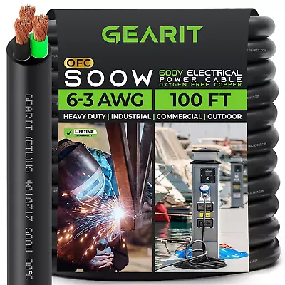 6/3 6 AWG Portable Power Cable (100 Feet - 3 Conductor) SOOW 600V 6 Gauge Electr • $698.99