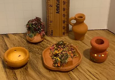 Dollhouse Miniature Artisan 1:12 Lot Mexican Terra Cotta Clay Pottery Flowers • $9.99