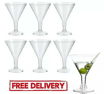 £6.95 • Buy Set Of 6 Plastic Martini Glasses Clear Cocktail Drinking Glass 200ml 20cl