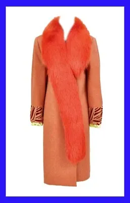 90-s VINTAGE GIANNI VERSACE COUTURE RED COAT With FOX FUR IT 38 • $8450