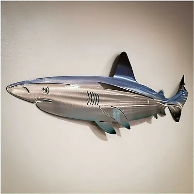 Metal Ocean Shark Wall Art Hanging Glass Decor Coastal Fish Patio Pool Decor • $10.88