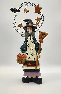 Vtg Halloween Witch Figure ~ Broom Pumpkins  Stars Bat • $6