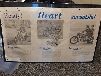 Very Rare 1963 Triumph Dealer Poster Sign Cub T120 T100 Bonneville T20 Tr6sc Tr5 • $96