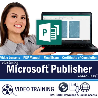 Learn Microsoft PUBLISHER 2016 2013 Training Tutorial DVD-ROM Course 4 Hours • $25