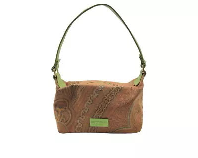 ETRO Paisley Pattern Handbag Pouch Brown Light Green Size H10 X W16 X D7cm • $99