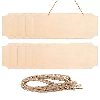 Hanging Wood Sign With Rope 10 X4  Blank Rectangle Wooden For DIY 10pcs • $29.30