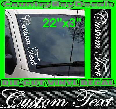 CUSTOM TEXT Script VERTICAL Windshield Vinyl Side Decal Sticker Car Truck Boat • $11.99