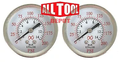 Qty 2 Air Pressure Gauge 2  Center Back Mount 1/4  NPT 2  Dial - 0 To 200 PSI  • $13.49