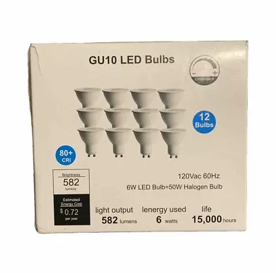 12 Pack GU10 LED Bulbs Dimmable 6W 582LM50W Halogen Replacement 3000 Soft White • $23.99