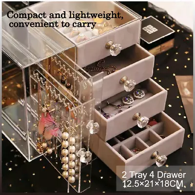 Jewellery Organiser Box Storage Case Dust Proof Ring Earring Jewelry Display Set • $25.99