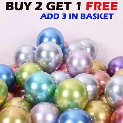 $12.35 • Buy 10-100 CHROME BALLOONS METALLIC LATEX PEARL Helium/Air Wedding Birthday Party