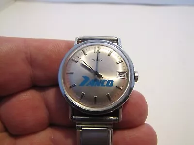 Vtg Men's Timex Anco Wiperblades Windup Watch Silver Dial & Case Works Read • $39.99