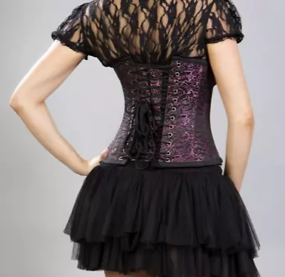 £49.99 • Buy Burleska Purple & Black Underbust Steel Boned Waist Training Corset RRP £109