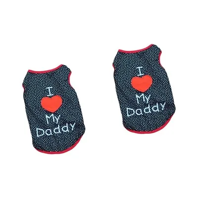  Set Of 2 Dog Lovers Clothes Cotton T-shirt Sleeveless Dad Puppy • £10.55