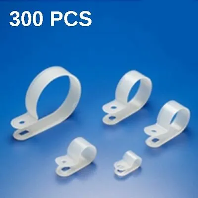 300 Pieces 1/4  Nylon R Type Cable Clamp Cord Wire Coaxial CAT6 CAT5 Network • $12.85