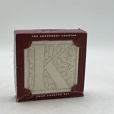 Absorbent Stone Coasters With Cork Backing. Monogrammed Alphabet K Initial New • $13.45