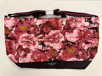 NWT Victoria's Secret Weekender Tote Duffle Gym Travel Bag Quilted Satin Floral • $23.96