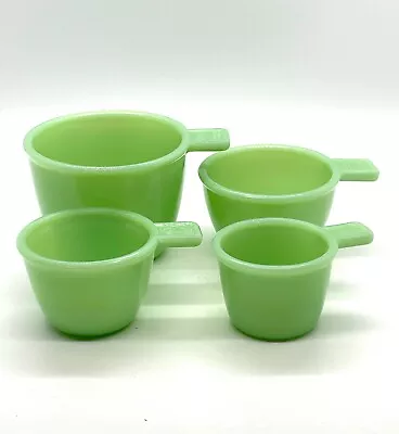 Vintage Style Jadeite Green Glass 4 Piece Measuring Cup Nesting Set • $19