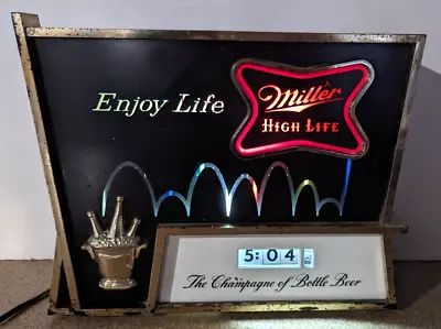 Enjoy Life Miller High Life Beer Bouncing Ball Clock Motion Sign Works 12.5x10  • $249.99