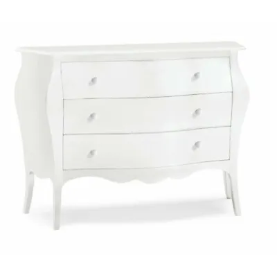 $1135.93 • Buy Chest Of Drawers Dresser' Bedside Table 3 Rounded White Art Povera Classic