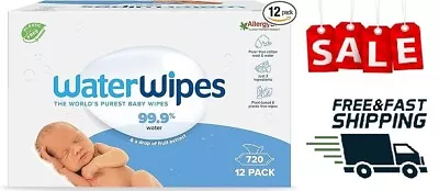 WaterWipes Original Plastic Free Baby Wipes 720 Count (12 Packs) 99.9% Water B • £29.99