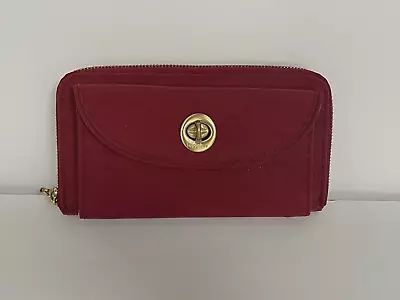 Vera Bradley Burgundy  Turn Lock Wallet - Gold  Hardware 8 X 5 New • $14