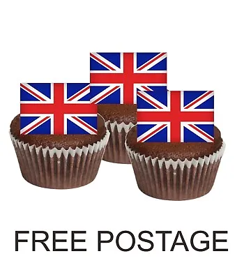 Union Jack UK Flag Edible Cupcake  Decoration Thick Wafer Icing FREE P&P • £2.99