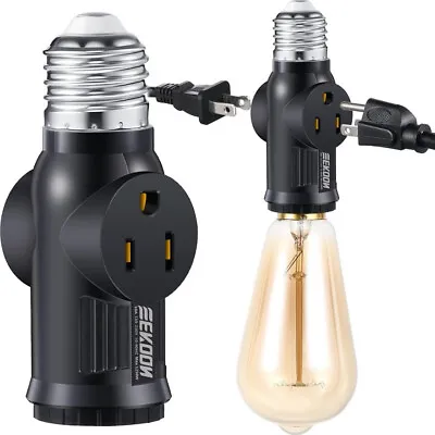 3 Prong Light Bulb Outlet Socket Adapter E26 E27 Light Socket To Plug Adapter • $14.99