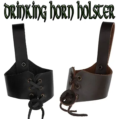 Buffalo Drinking Horn Leather Belt Holster Biker Viking Norse Pagan Medieval • £5.99