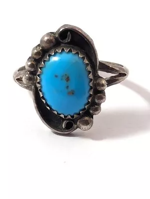 Vintage Turquoise Ring In Sterling Silver 1960's Vintage Jewelry • $35