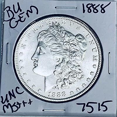 1888 Bu Gem Morgan Silver Dollar Unc Ms++ Genuine U.s. Mint Rare Coin 7515 • $49.10