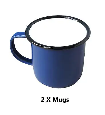 2 X Falcon Enamel Mug 1/2pt 0.28lt Blue Genuine Falcon Enamelware • £12.95