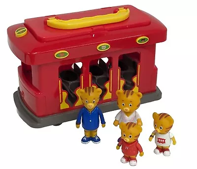 2015 Jakks PBS Daniel Tiger Neighborhood Fred Rogers Talking Trolley W/4 Figures • $19