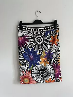 Marc Cain Festival Floral Zip Pencil Skirt N4 UK 12 Blogger Designer Indie • £29.99