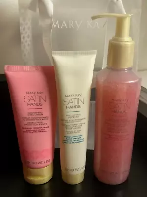 MARY KAY Satin Hands 3 Pc Set POMEGRANATE FULL SIZE Scrub Softener & Cream NEW • $44.95