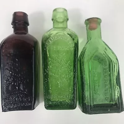 Vintage Tree Of Life Elixir Purple/ Green And Chief Wahoo Electric Tonic Bottles • $16.99