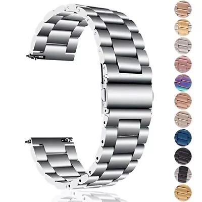 Stainless Steel Universal Wrist Strap Metal Bracelet Watch Band 20mm/22mm • £9.59