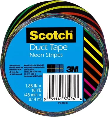 3M Scotch Duct Tape Neon Stripes 1.88  X 10 Yd     Free Shipping • $9.95